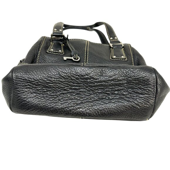 Vintage Fossil Black Pebbled Leather Handbag Satchel Purse - Picture 15 of 15